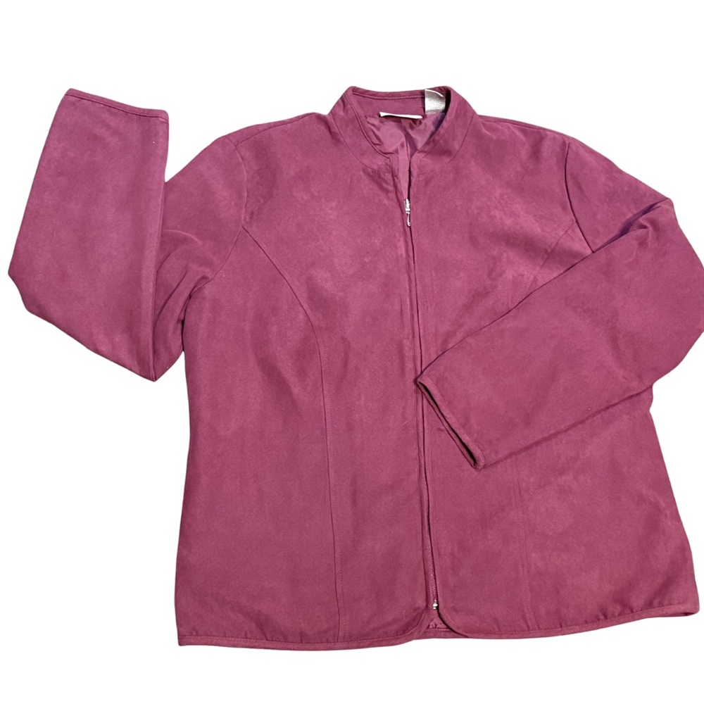 Studio Works Wine Faux Suede Zip Jacket Womens 12‎ Minimal 90s